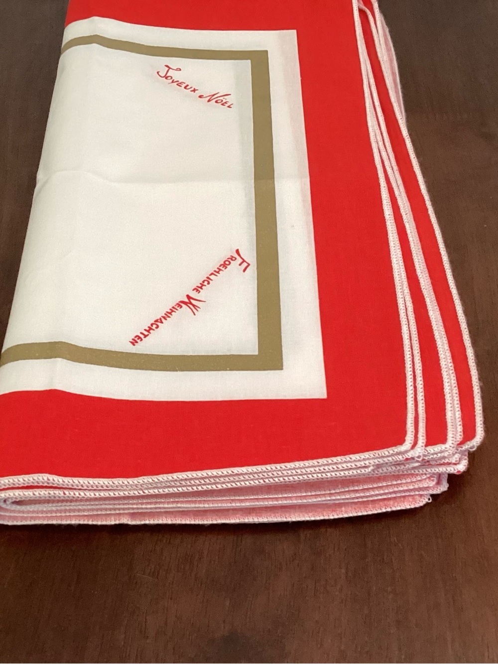 German Holiday Antique  Red and White Dinner Napkins (12)